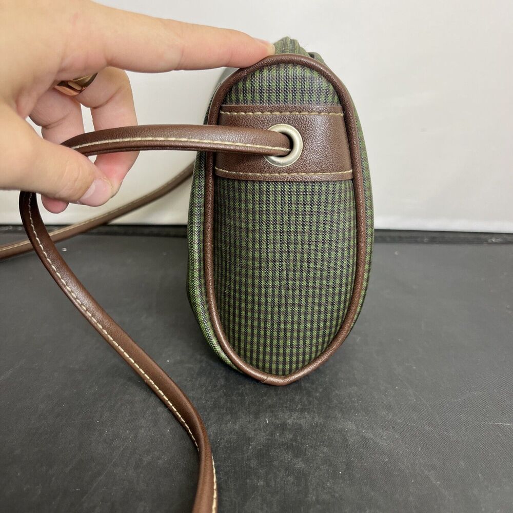 Vintage Esprit Crossbody Bag Plaid Green Brown Logo Purse Small FS Bnfts Charity - Picture 3 of 14